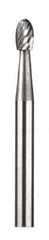 Dremel - 1/8" Cut Diam, 1/8" Shank Diam, Oval Head Double Cut Burr - Carbide, Radius End, 13/64" LOC - Eagle Tool & Supply
