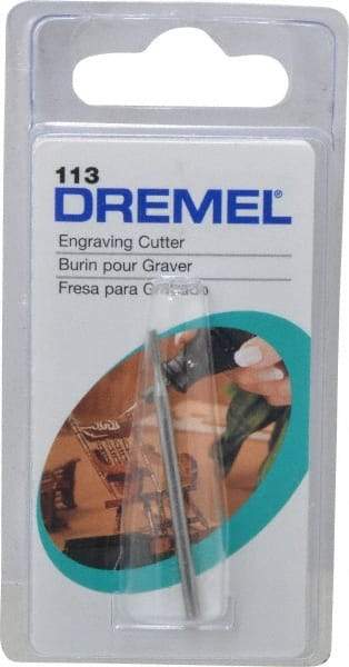 Dremel - 1/16" Cut Diam, 1/8" Shank Diam, Cylinder Head Single Cut Burr - Flat End - Eagle Tool & Supply