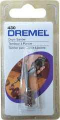 Dremel - 1/2" Wide x 1/4" Diam, Spiral Band Drum - 1/8" Shank Diam, 15,000 RPM - Eagle Tool & Supply