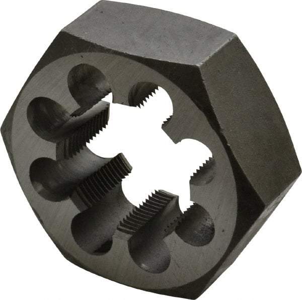 Interstate - 1-7/16 - 16 UNS Thread, 2-9/16" Hex, Right Hand Thread, Hex Rethreading Die - Carbon Steel, 1" Thick - Exact Industrial Supply