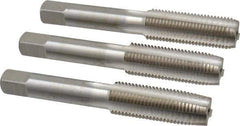 Interstate - M14x1.50 Metric Fine, 4 Flute, Bottoming, Plug & Taper, Bright Finish, High Speed Steel Tap Set - Right Hand Cut, 3-19/32" OAL, 1-21/32" Thread Length - Eagle Tool & Supply