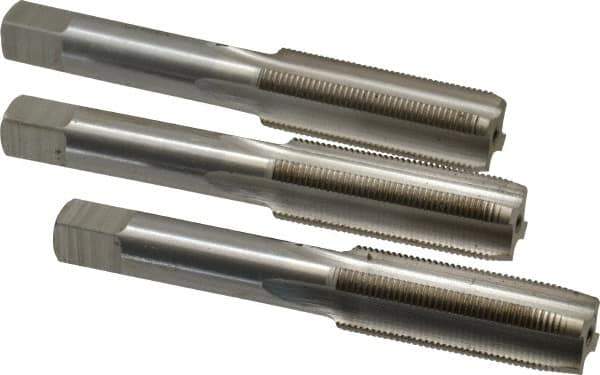 Interstate - M14x1.00 Metric Fine, 4 Flute, Bottoming, Plug & Taper, Bright Finish, High Speed Steel Tap Set - Right Hand Cut, 3-19/32" OAL, 1-21/32" Thread Length - Exact Industrial Supply