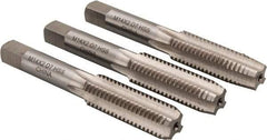 Interstate - M14x2.00 Metric Coarse, 4 Flute, Bottoming, Plug & Taper, Bright Finish, High Speed Steel Tap Set - Right Hand Cut, 3-19/32" OAL, 1-21/32" Thread Length - Eagle Tool & Supply