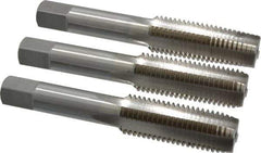 Interstate - M16x2.00 Metric Coarse, 4 Flute, Bottoming, Plug & Taper, Bright Finish, High Speed Steel Tap Set - Right Hand Cut, 3-13/16" OAL, 1-13/16" Thread Length - Eagle Tool & Supply