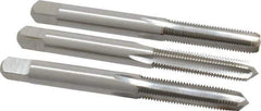 Interstate - M6x0.75 Metric Fine, 4 Flute, Bottoming, Plug & Taper, Bright Finish, High Speed Steel Tap Set - Right Hand Cut, 2-1/2" OAL, 1" Thread Length - Eagle Tool & Supply