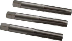 Interstate - M8x1.00 Metric Fine, 4 Flute, Bottoming, Plug & Taper, Bright Finish, High Speed Steel Tap Set - Right Hand Cut, 2-23/32" OAL, 1-1/8" Thread Length - Eagle Tool & Supply