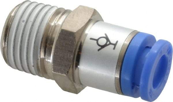 SMC PNEUMATICS - 6mm OD, R(PT) 1/4 Thread, Brass/Polybutylene Push-to-Connect Male Connector - 145 Max psi - Eagle Tool & Supply