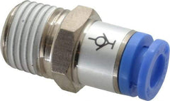 SMC PNEUMATICS - 6mm OD, R(PT) 1/4 Thread, Brass/Polybutylene Push-to-Connect Male Connector - 145 Max psi - Eagle Tool & Supply