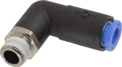 SMC PNEUMATICS - 6mm OD, R(PT) 1/8 Thread, Brass/Polybutylene Push-to-Connect Male Elbow - 145 Max psi - Eagle Tool & Supply