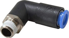 SMC PNEUMATICS - 10mm OD, R(PT) 1/4 Thread, Brass/Polybutylene Push-to-Connect Male Elbow - 145 Max psi - Eagle Tool & Supply