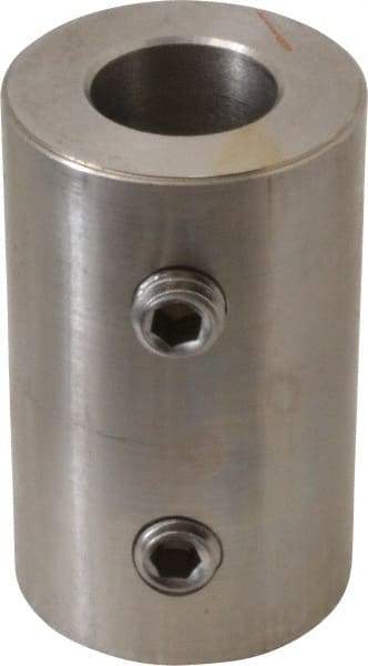 Climax Metal Products - 5/8" Inside x 1-1/4" Outside Diam, Stainless Steel Set Screw Rigid Coupling - 2" Long - Eagle Tool & Supply