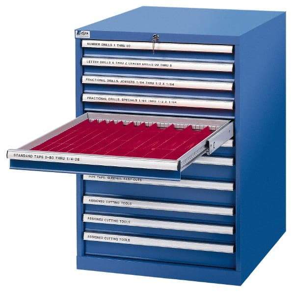 LISTA - 10 Drawer, Tool Crib Storage Cabinet - Steel, 28-1/4" Wide x 28-1/2" Deep x 41-3/4" High, Blue - Eagle Tool & Supply