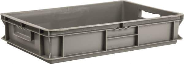 SSI Schaefer - 0.82 Cu Ft, 55 Lb Load Capacity Gray Polypropylene Tote Container - Stacking, 23.7" Long x 15.8" Wide x 4.8" High - Eagle Tool & Supply