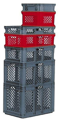 SSI Schaefer - 0.7 Cu Ft, 33 Lb Load Capacity Red Polypropylene Tote Container - Stacking, 15.8" Long x 11.9" Wide x 8.7" High - Eagle Tool & Supply