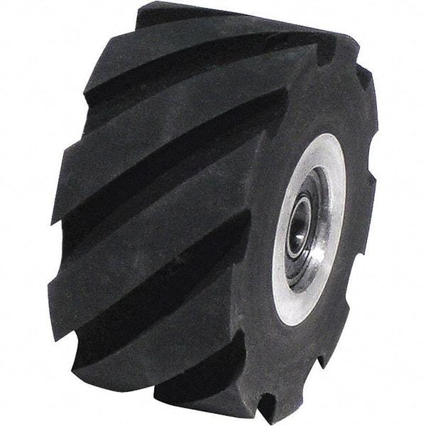 Dynabrade - 2" Diam x 1" Wide Contact Wheel Assembly - 5/8" Arbor Hole, Standard, 70 Duro Rubber Face - Eagle Tool & Supply
