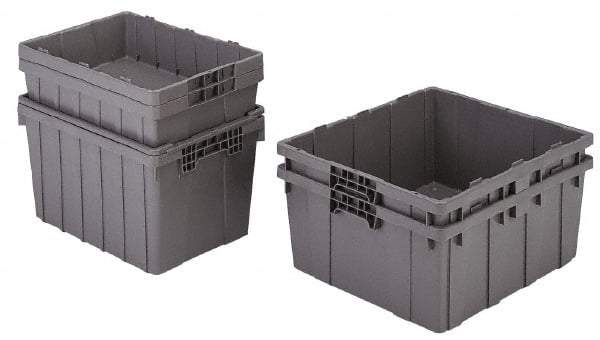 Orbis - 2 Cu Ft, 70 Lb Load Capacity Gray Polyethylene Tote Container - Nesting, 21.4" Long x 15.3" Wide x 12.3" High - Eagle Tool & Supply