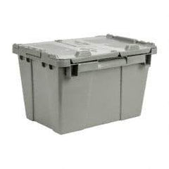 Orbis - 0.6 Cu Ft, 70 Lb Load Capacity Gray Polyethylene Attached-Lid Container - Stacking, Nesting, 15.2" Long x 10.9" Wide x 9.7" High, Lid Included - Eagle Tool & Supply