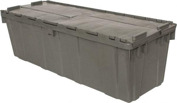 Orbis - 11 Cu Ft, 40 Lb Load Capacity Gray Polyethylene Attached-Lid Container - Stacking, Nesting, 39.3" Long x 14" Wide x 12" High, Lid Included - Eagle Tool & Supply