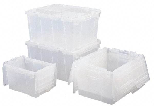 Orbis - 2.7 Cu Ft, 70 Lb Load Capacity Clear Polypropylene Attached-Lid Container - Stacking, Nesting, 23.9" Long x 19.6" Wide x 12.6" High, Lid Included - Eagle Tool & Supply