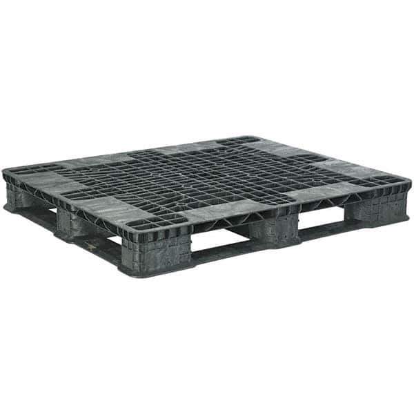 Orbis - 47.8" Long x 39.9" & Wide x 5.8" High Polyethylene Stackable Pallet - 30,000 Lb Static Capacity, 3,500 Lb Dynamic Capacity, Black - Eagle Tool & Supply