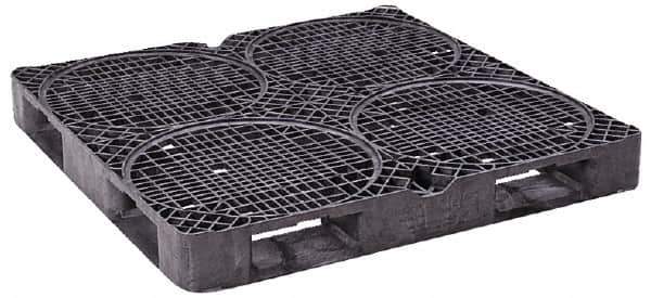 Orbis - 48.8" Long x 48.8" & Wide x 5-1/2" High Polyethylene Drum Pallet - 15,000 Lb Static Capacity, 3,500 Lb Dynamic Capacity, Black - Eagle Tool & Supply