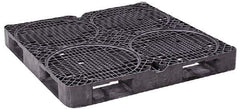 Orbis - 48.8" Long x 48.8" & Wide x 5-1/2" High Polyethylene Drum Pallet - 15,000 Lb Static Capacity, 3,500 Lb Dynamic Capacity, Black - Eagle Tool & Supply