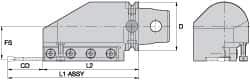 Kennametal - Tool Block Style KM63UT, 32mm Blade Height, 174.5mm OAL, 76.5mm OAH, Indexable Cutoff Blade Tool Block - 32mm Shank Height, Reversible, Series A2 Cut-Off - Eagle Tool & Supply
