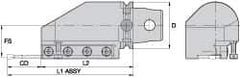 Kennametal - Tool Block Style KM63UT, 32mm Blade Height, 174.5mm OAL, 76.5mm OAH, Indexable Cutoff Blade Tool Block - 32mm Shank Height, Reversible, Series A2 Cut-Off - Eagle Tool & Supply