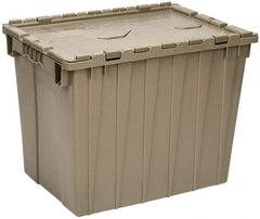 Quantum Storage - 2.31 Cu Ft, 70 Lb Load Capacity Gray Polyethylene Attached-Lid Container - Stacking, Nesting, 21.9" Long x 15.1" Wide x 17.3" High, Lid Included - Eagle Tool & Supply