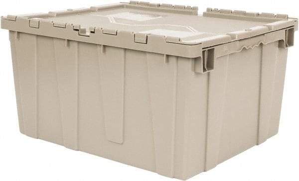 Quantum Storage - 2.44 Cu Ft, 80 Lb Load Capacity Gray Polyethylene Attached-Lid Container - Stacking, Nesting, 23.9" Long x 19.4" Wide x 12-1/2" High, Lid Included - Eagle Tool & Supply