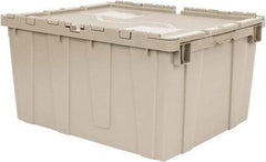 Quantum Storage - 2.44 Cu Ft, 80 Lb Load Capacity Gray Polyethylene Attached-Lid Container - Stacking, Nesting, 23.9" Long x 19.4" Wide x 12-1/2" High, Lid Included - Eagle Tool & Supply