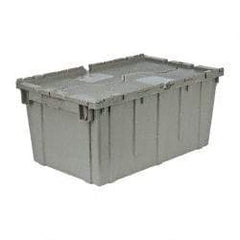 Quantum Storage - 2.5 Cu Ft, 100 Lb Load Capacity Gray Polyethylene Attached-Lid Container - Stacking, Nesting, 27.3" Long x 16.6" Wide x 12-1/2" High, Lid Included - Eagle Tool & Supply