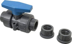Plast-O-Matic - 3/4" Pipe, Full Port, PVC True Union Design Ball Valve - Inline - Two Way Flow, FNPT x FNPT Ends, Tee Handle, 175 WOG - Eagle Tool & Supply