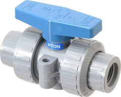 Plast-O-Matic - 1/2" Pipe, Full Port, CPVC True Union Design Ball Valve - Inline - Two Way Flow, FNPT x FNPT Ends, Tee Handle, 175 WOG - Eagle Tool & Supply