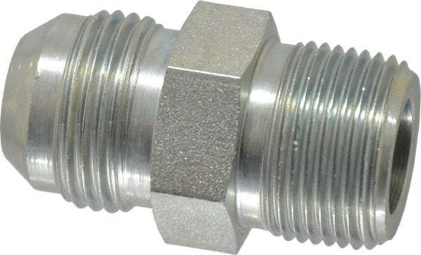 Parker - 3/4" Tube OD, 37° Steel Flared Tube Male Connector - 3/4 NPTF, Flare x MNPTF Ends - Eagle Tool & Supply