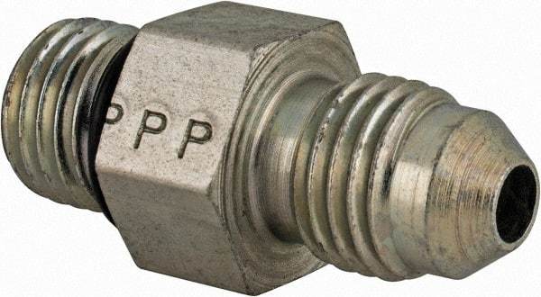 Parker - 1/4" Tube OD, 37° Steel Flared Tube Straight Thread Connector - 7/16 UNF, Flare x SAE-ORB Ends - Eagle Tool & Supply