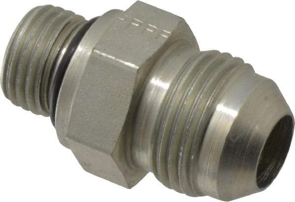 Parker - 1/2" Tube OD, 37° Steel Flared Tube Straight Thread Connector - 9/16 UNF, Flare x SAE-ORB Ends - Eagle Tool & Supply
