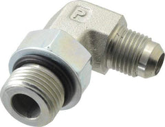 Parker - 3/8" Tube OD, 37° Steel Flared Tube Straight Thread Elbow - 3/4 UNF, Flare x SAE-ORB Ends - Eagle Tool & Supply
