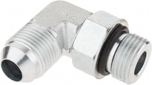 Parker - 1/2" Tube OD, 37° Steel Flared Tube Straight Thread Elbow - 3/4 UNF, Flare x SAE-ORB Ends - Eagle Tool & Supply