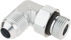 Parker - 1/2" Tube OD, 37° Steel Flared Tube Straight Thread Elbow - 3/4 UNF, Flare x SAE-ORB Ends - Eagle Tool & Supply