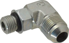 Parker - 1/2" Tube OD, 37° Steel Flared Tube Straight Thread Elbow - 9/16 UNF, Flare x SAE-ORB Ends - Eagle Tool & Supply