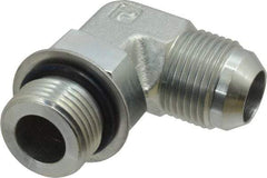 Parker - 3/4" Tube OD, 37° Steel Flared Tube Straight Thread Elbow - 1-1/16 UNF, Flare x SAE-ORB Ends - Eagle Tool & Supply