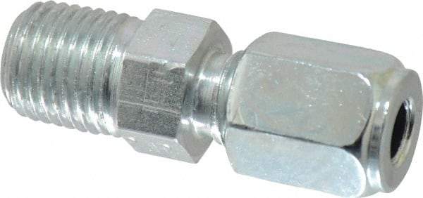 Parker - Metal Flareless Bite Tube Male Connector - 1/4 NPTF - Eagle Tool & Supply