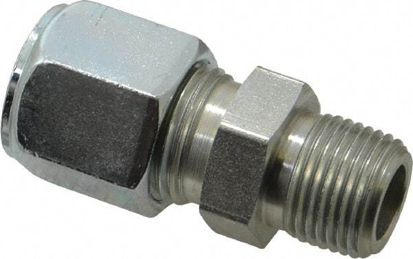 Parker - Metal Flareless Bite Tube Male Connector - 3/8 NPTF - Eagle Tool & Supply