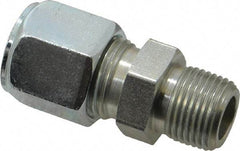 Parker - Metal Flareless Bite Tube Male Connector - 3/8 NPTF - Eagle Tool & Supply