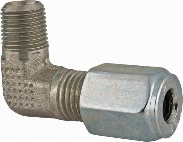 Parker - Metal Flareless Bite Tube Male Elbow - 1/8 NPTF - Eagle Tool & Supply