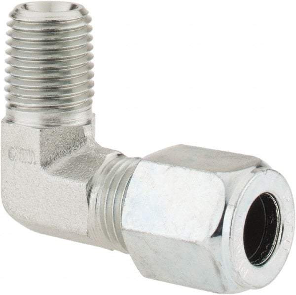 Parker - Metal Flareless Bite Tube Male Elbow - 1/4 NPTF - Eagle Tool & Supply
