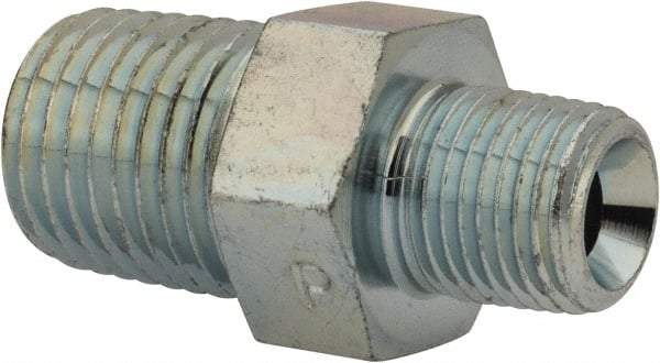 Parker - 1 x 1 Male Thread, Stainless Steel Industrial Pipe Nipple - MNPTF x MNPTF, 5,400 psi - Eagle Tool & Supply