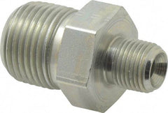 Parker - 3/8 x 1/8 Male Thread, Zinc Plated Steel Industrial Pipe Hex Nipple - MNPTF, 6,000 psi - Eagle Tool & Supply