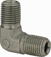 Parker - 1/4 Male Thread, Zinc Plated Steel Industrial Pipe 90° Male Elbow - MNPTF, 6,000 psi - Eagle Tool & Supply